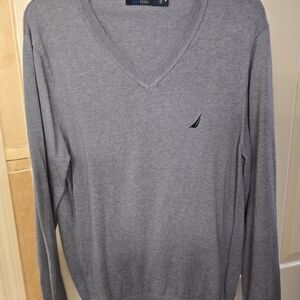 Nautica Men's Light Blue V-Neck Sweater